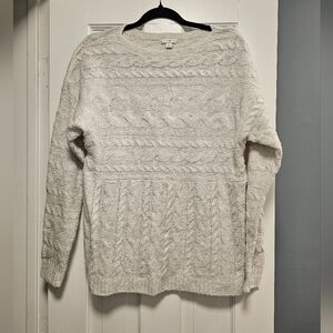 J. Jill Soft Cream Cable Knit Sweater